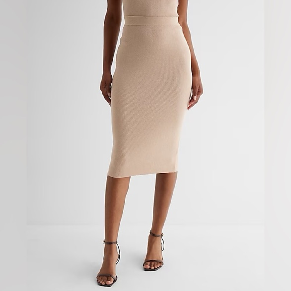 Express High-Waisted Ribbed Shine Pencil Skirt Size Small